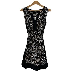 Ann Taylor Factory Women’s Size XS Black Paisley Print Sleeveless Belted Dress